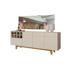 Buffet Duna Com Espelho Fenix 3 Portas 1 Gaveta e Adega Mavaular Off White