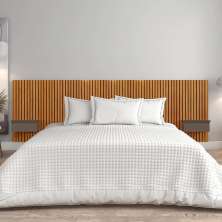 Cabeceira King Paris Ripado Quarto 2 Mesas com Gaveta Naturale/Platinum