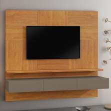 Painel Suspenso Italia Sala TV até 75 Polegadas 3 Portas Naturale/Platinum