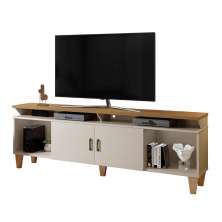 Rack Arizona 2 portas Tv até 65 polegadas pés Madeira Maciça Mavaular Off/Damasco