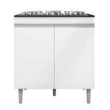 Balcão de Cozinha para Cooktop com Tampo Preto Madrid Branco - Montanaris Decor