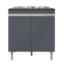 Balcão de Cozinha para Cooktop com Tampo Preto Madrid Cinza - Montanaris Decor
