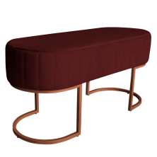 Banco Recamier Estofado Luana Base Bronze Veludo Bordô - Montanaris Decor