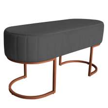Banco Recamier Estofado Luana Base Bronze Veludo Cinza - Montanaris Decor