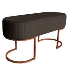 Banco Recamier Estofado Luana Base Bronze Veludo Marrom - Montanaris Decor