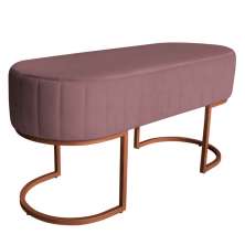 Banco Recamier Estofado Luana Base Bronze Veludo Rosê - Montanaris Decor