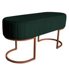 Banco Recamier Estofado Luana Base Bronze Veludo Verde - Montanaris Decor