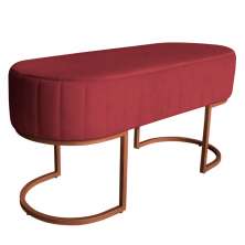 Banco Recamier Estofado Luana Base Bronze Veludo Vermelho - Montanaris Decor