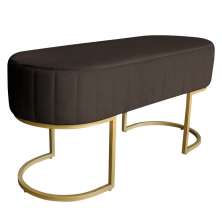 Banco Recamier Estofado Luana Base Gold Veludo Marrom - Montanaris Decor