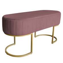 Banco Recamier Estofado Luana Base Gold Veludo Rosê - Montanaris Decor