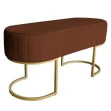 Banco Recamier Estofado Luana Base Gold Veludo Terracota - Montanaris Decor