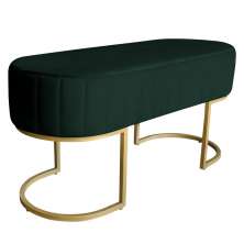 Banco Recamier Estofado Luana Base Gold Veludo Verde - Montanaris Decor