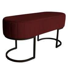 Banco Recamier Estofado Luana Base Preta Veludo Bordô - Montanaris Decor