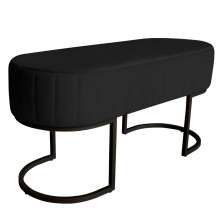 Banco Recamier Estofado Luana Base Preta Veludo Preto - Montanaris Decor