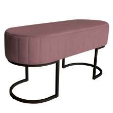 Banco Recamier Estofado Luana Base Preta Veludo Rosê - Montanaris Decor
