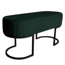 Banco Recamier Estofado Luana Base Preta Veludo Verde - Montanaris Decor