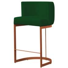 Banqueta Estofada Emily Base Bronze Veludo Verde  - Montanaris Decor