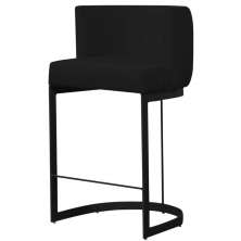 Banqueta Estofada Emily Base Preto Veludo Preto - Montanaris Decor