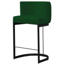 Banqueta Estofada Emily Base Preto Veludo Verde - Montanaris Decor