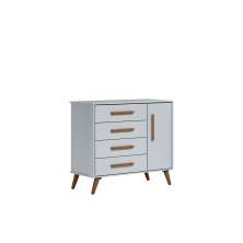 Cômoda Sap. 1Porta 4 Gavetas Q Encanto Retrô Cinza  - Montanaris Decor