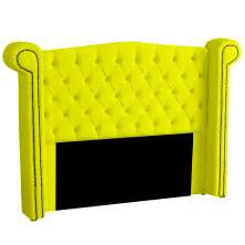 Cabeceira Solteiro 100cm Decorativa Ayla Veludo Amarelo - Montanaris Decor