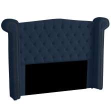Cabeceira Solteiro 100cm Decorativa Ayla Veludo Azul Marinho - Montanaris Decor
