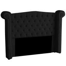 Cabeceira Solteiro 100cm Decorativa Ayla Veludo Preto - Montanaris Decor