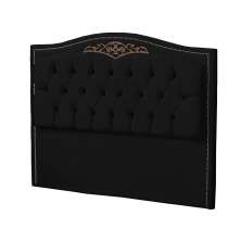 Cabeceira Solteiro 90cm Decorativa Maitê Veludo Preto - Montanaris Decor