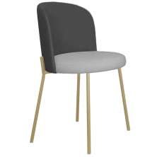 Cadeira Decorativa Elegance Base Champanhe Linho Cinza Escuro/Cinza Claro - Montanaris Decor