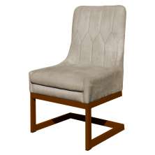 Cadeira Decorativa Valentina Base Bronze Veludo Bege  - Montanaris Decor