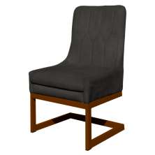 Cadeira Decorativa Valentina Base Bronze Veludo Cinza - Montanaris Decor