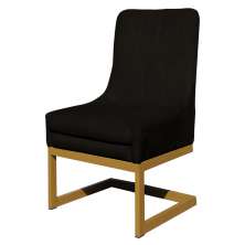 Cadeira Decorativa Valentina Base Dourada Veludo Preto - Montanaris Decor