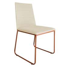 Cadeira de Jantar Estofada Lille Base Bronze Veludo Bege - Montanaris Decor