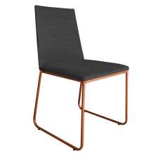 Cadeira de Jantar Estofada Lille Base Bronze Veludo Cinza - Montanaris Decor