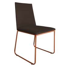 Cadeira de Jantar Estofada Lille Base Bronze Veludo Marrom - Montanaris Decor