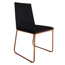 Cadeira de Jantar Estofada Lille Base Bronze Veludo Preto - Montanaris Decor