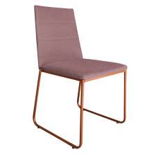 Cadeira de Jantar Estofada Lille Base Bronze Veludo Rosê - Montanaris Decor