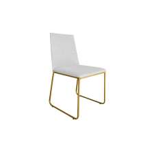 Cadeira de Jantar Estofada Lille Base Gold Courino Branco  - Montanaris Decor