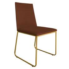 Cadeira de Jantar Estofada Lille Base Gold Veludo Terracota - Montanaris Decor