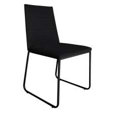 Cadeira de Jantar Estofada Lille Base Preta Veludo Preto - Montanaris Decor