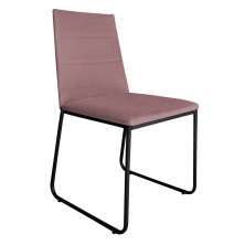 Cadeira de Jantar Estofada Lille Base Preta Veludo Rosê - Montanaris Decor