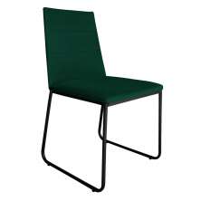 Cadeira de Jantar Estofada Lille Base Preta Veludo Verde - Montanaris Decor