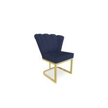 Cadeira de Jantar Pétala Base Metal Gold Veludo Azul Marinho - Montanaris Decor