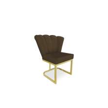 Cadeira de Jantar Pétala Base Metal Gold Veludo Marrom - Montanaris Decor