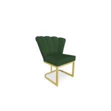 Cadeira de Jantar Pétala Base Metal Gold Veludo Verde - Montanaris Decor