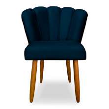 Cadeira de Jantar Pétala Estofada Pés Palito Veludo Azul Marinho - Montanaris Decor