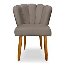 Cadeira de Jantar Pétala Estofada Pés Palito Veludo Cappuccino - Montanaris Decor