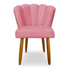 Cadeira de Jantar Pétala Estofada Pés Palito Veludo Rosa - Montanaris Decor