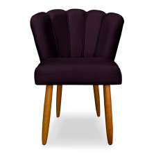 Cadeira de Jantar Pétala Estofada Pés Palito Veludo Roxo - Montanaris Decor