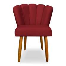 Cadeira de Jantar Pétala Estofada Pés Palito Veludo Vermelho - Montanaris Decor